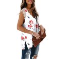 thumbnail image 3 of Jumpingount Chaleco de mujer Casual Tanktop mujer playa vacaciones deportes ropa lavable transpirable diario Vintage verano Top regalos Prendas para la parte del cuerpo flor roja blanca S, 3 of 6