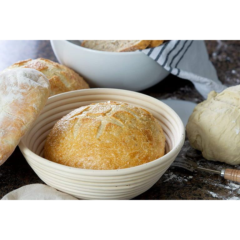 Coolmade 9 Inch Bread Banneton Proofing Basket - Baking Bowl Dough Gifts  for Bakers Proving Baskets for Sourdough Lame Bread Slashing Scraper Tool  Starter Jar Proofing Box 
