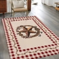 thumbnail image 3 of Western Texas Star Vintage Area Rug 4x6 Washable Rug Non Slip Rustic Wreath Red Beige Plaid Large Area Rug Indoor Floor Carpet for Entryway Bedroom Kitchen Living Room Home Office Dining Room Nursery, 3 of 6