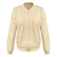 thumbnail image 2 of iHPH7 Vestes Légères pour Femmes Blouson Bomber pour Femmes Veste Texturée Femmes Tenues d'Automne pour Femmes Veste de Baseball Veste à Col Montant Vestes pour Femmes Beige TG, 2 of 4