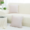 thumbnail image 2 of PiccoCasa Soft Velvet Decorative Pompoms Throw Pillow Covers Pale Pink 16" x 16" 2, 2 of 8