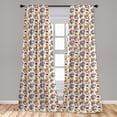 thumbnail image 5 of Ambesonne Floral Curtains, Lilies Blossoms Skull, Pair of 28"x84", Pink Orange Green, 5 of 5