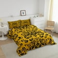 thumbnail image 3 of Gothic Damask Bedding Comforter Sets Black Yellow Victorian Baroque Floral Comforter Set Bohemian Exotic Goth Bedding Set Teen Adults Vintage Boho Flower Bed Set 2 Pcs, 3 of 7