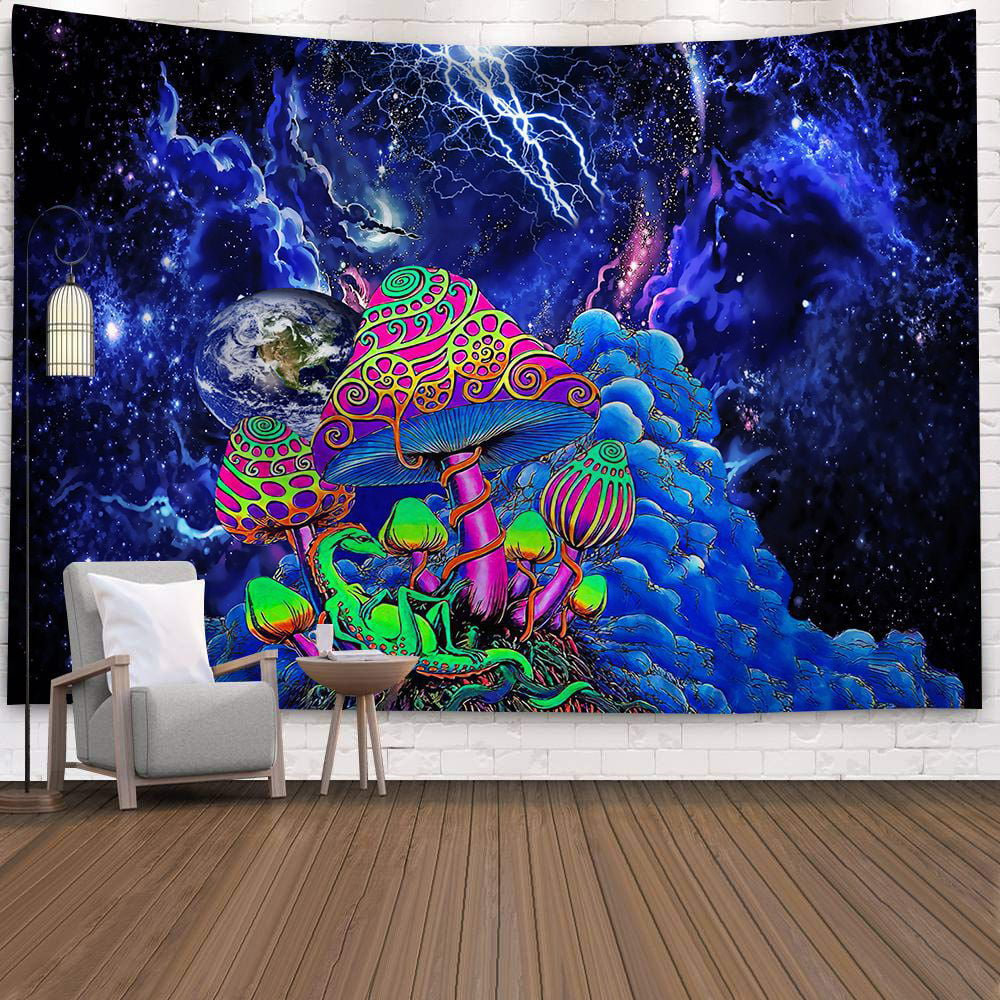 E, 28.7 × 37.4 Psychedelic Mushroom Tapestry Starry Sky Tapestry Trippy Wall Tapestry Fantasy Plant Tapestry Galaxy Tapestry Space Tapestry Forest Tree Tapestry Wall Hanging for Home Decor 