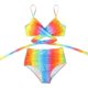 thumbnail image 3 of Conjunto de bikini cruzado para mujer, push up, cintura alta, trajes de baño de 2 piezas, 3 of 7