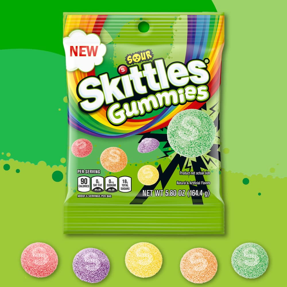 SKITTLES Sour Gummies Chewy Candy Assortment, 5.8 oz Bag (Pack of 24)