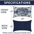 thumbnail image 5 of Navy Blue Grey Pillow Covers 12 x 20 Inch Set of 2, Boho Throw Pillow Covers Velvet Carpet Pattern Decorative Lumbar Pillowcase Ethnic Design Farmhouse Cushion Case for Sofa Couch Outdoor, 5 of 6