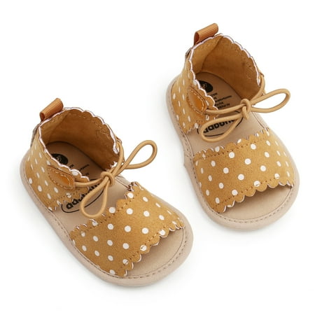 

Cathalem Baby Flip Flop Sandals Sole Non-Slip Dots Lace-ups Baby Rubber Soft Sandals Walking Girls Flat Shoes Baby Sandals Boys Yellow 13\12-18M