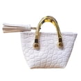 thumbnail image 3 of Bolso de mano femenino a escala 1/6, juguete de imitación de cuero sintético con borlas, 12 blanco, 3 of 9