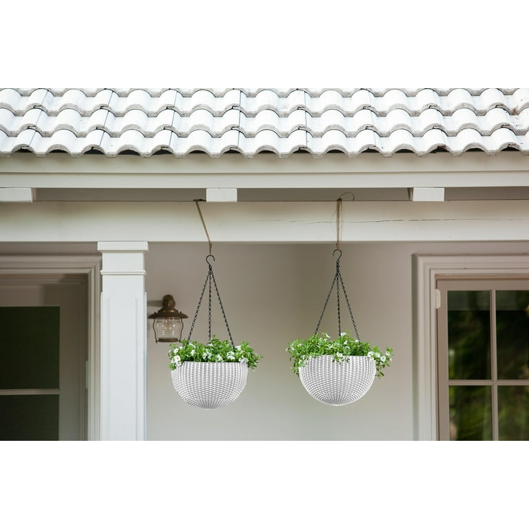 Keter Hanging Rattan Resin Planter Set of 2 White Walmart