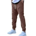 thumbnail image 5 of Havenre Mens Slim Fit Corduroy Joggers Pants Elastic High Waist Stretch Drawstring Tapered Leg Sweat Pants with Pockets Brown L, 5 of 7