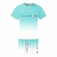 thumbnail image 4 of CONZONE Italy Day Men's 2 Pieces Outfits Gradient Color Short Sleeve T-Shirts Shorts Set for Men Breathable Summer Tracksuit, 4 of 4