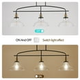 thumbnail image 6 of 45" Industrial 3-Light Pendant Chandelier, Clear Glass Shades & Black Metal Frame, Adjustable Height Modern Farmhouse Lighting for Kitchen Island, Dining Room, Living Room (Bulb Not Included), 6 of 12