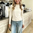 thumbnail image 2 of Bovxnpu Girls Long Sleeve Shirts Undershirts Long Sleeve Crew Neck Ruffle Stretchy Base Layer Top Outfits, 2 of 7