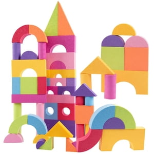 Milaget 50 Pieces Non- Foam Bright Colored Building Blocks Set Educational Toys for