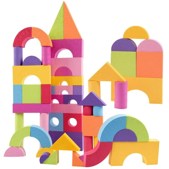 50 Piezas de Bloques de Construcción de Espum Juguete de Construcción para Niña Niño Juego de Construcción, Formas Geométrica Tamaño Aprend Zulema Bloques de construcción de niños juguete
