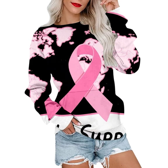 Bovemsi Womens Sweatshirts Love & Strength: Women's Breast Cancer Support Sweatshirt Graphic Sweatshirts