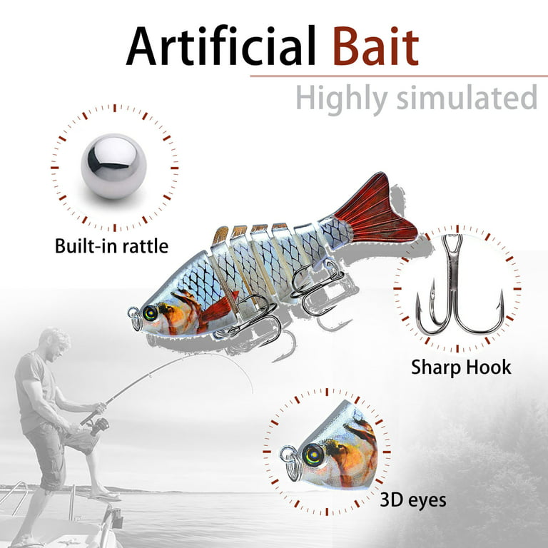 Fishing Bait, 3 Pack Fishing Tackle Bionic Bait for Bass Multi-Joint Swim  Bait Slow Sink Bionic Swim Animated Lure Bass Freshwater Saltwater Bass  Realistic Fishing Bait Kit 