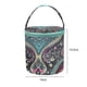 thumbnail image 5 of Bolsa de lana para tejer a crochet, con estampado floral y cierre de cremallera. Verde, 5 of 9