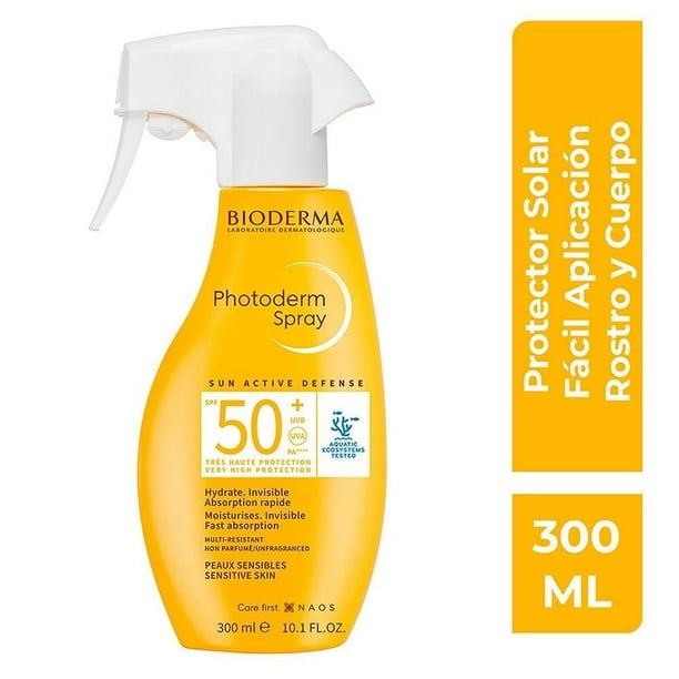 Protector solar Bioderma Photoderm spray rostro y cuerpo FPS50+ para piel sensible 300 ml