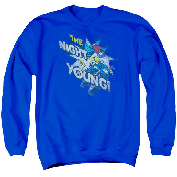 DC Comics The Night Is Young Adult Crewneck Sweatshirt Royal Blue