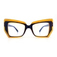 thumbnail image 5 of Womens Oversized Thick Squared Cat Eye Clear Lens Fashion Eyeglasses Blue Orange, 5 of 8