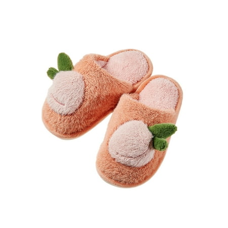 

Daeful Adult Kids Fuzzy Slippers Fluffy Plush Clog Slipper Slip On Warm Shoes Anti-Slip Cozy House Shoe Winter Red 11C
