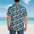 thumbnail image 3 of Lsque A Japanese Great Wave pattern Hawaiian Shirt for Men, Unisex Summer Beach Casual Short Sleeve Button Down Shirts-Small, 3 of 9