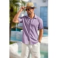 thumbnail image 4 of COOFANDY Men's Casual Shirt Regular Fit Short Sleeve Solid Linen Shirt Button Down Beach Shirt, 4 of 6