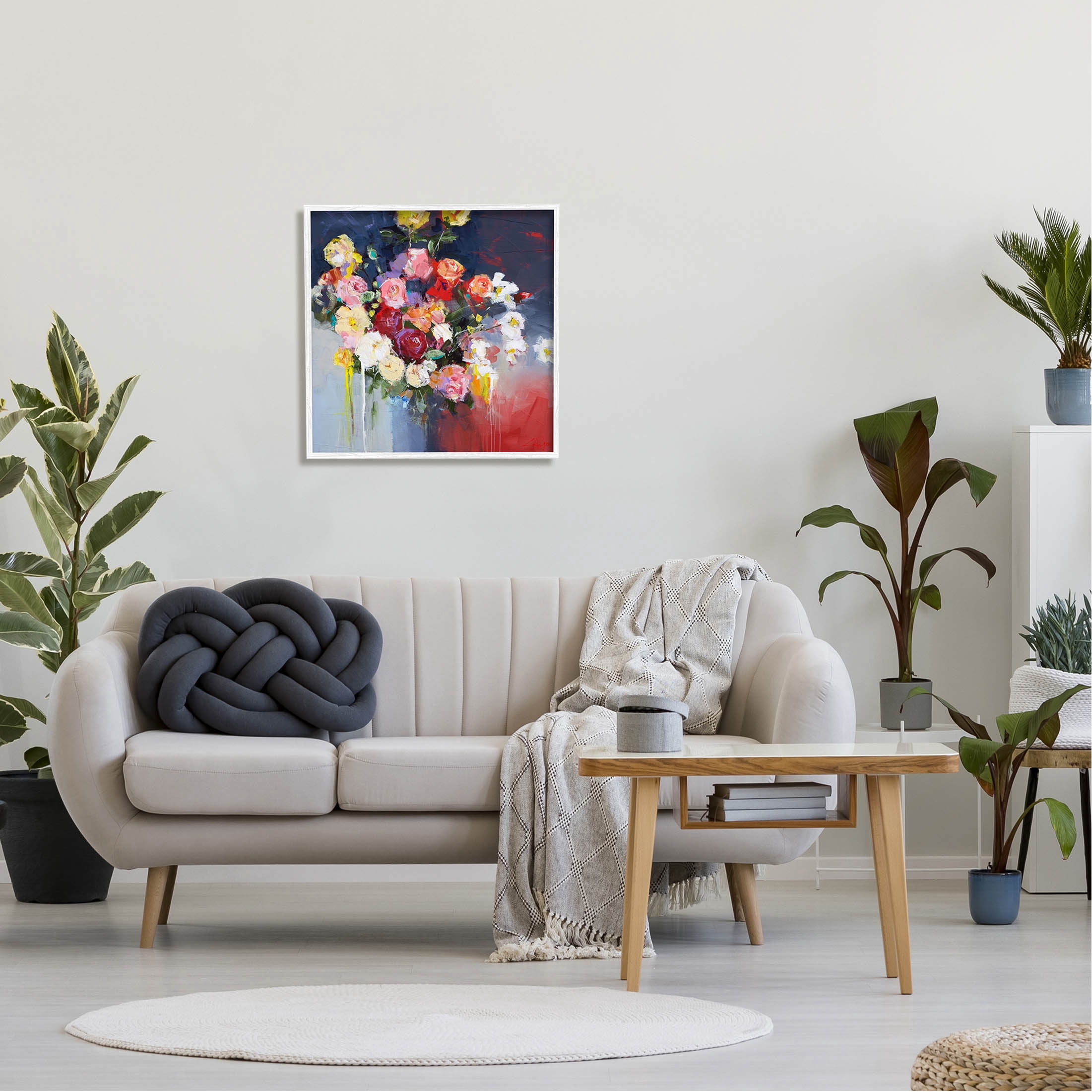 Stupell Industries Urban Paint Drip Flower Arrangement Painting White Framed Art Print Wall Art, Design by Craig Trewin Penny