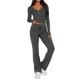 thumbnail image 1 of Conjunto Deportivo de Otoño de 2 Piezas A Juego para Estar en Casa: Pantalón de Pierna y Top Corto con Cuello Henley. Gris Oscuro M, 1 of 6