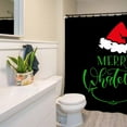 thumbnail image 4 of Christmas Shower Curtain, Green Merry Xmas Bath Bathroom Curtains, Winter Red Santa Hat Merry Whatever Holiday Decors, 72x72 Fabric Waterproof Home Shower Curtain Set with 12 Hooks, 4 of 6