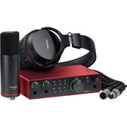 Focusrite Scarlett 2i2 Studio 4th Gen Audio Interface with Mic, Headphones Bundle with 2x Microphone Scissor Arm Stand + Pop Filter Wind Screen +2x Stand with Boom+ XLR 10 Male to Female 16AWG Cable