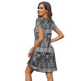 thumbnail image 2 of SHIBEVER Womens Dresses Casual Summer Petal Short Sleeve Midi Dresses A-Line Beach Floral Boho T Shirt Dress with Pocket, 2 of 5