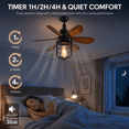 thumbnail image 6 of Garwarm E26 Socket Fan Light with Remote, 20" Screw-In Ceiling Fan with Lights, 3-Speed Timer Small Fan Light Bulb for Bedroom Kitchen Island Garage, 6 of 18