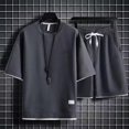 thumbnail image 3 of Camiseta corta para hombre, traje de pantalones, camiseta corta texturizada respetuosa con la piel a la moda, traje de pantalones deportivos para la escuela, 3 of 8