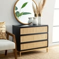 thumbnail image 2 of SAFAVIEH Zadie 3 Drawer Rattan Chest, Black With Natural Rattan/Gold Legs (34 in. W x 18 in. D x 30 in. H), 2 of 16
