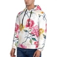 thumbnail image 3 of Pofeuu Colorful Flowers Print Mens Casual Hooded Collar Drawstring Hoodies Pullover Sweatshirts Casual Long Sleeve Shirts-Medium, 3 of 7