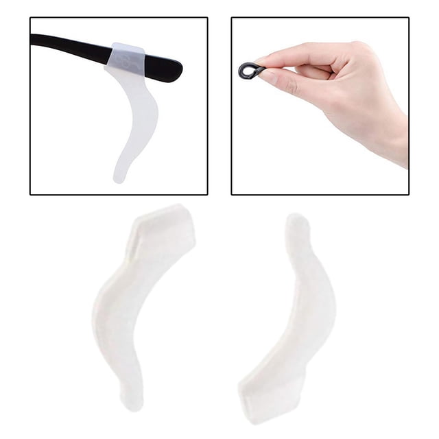 1 par de ganchos antideslizantes para sujetar las orejas de los anteojos, empuñaduras antideslizantes cómodas para anteojos resistentes Transparente Yinane Gancho para la oreja para anteojos