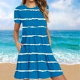 thumbnail image 2 of Hyknon Robes pour Femmes Mode Été Décontracté Manches Courtes Robe T-Shirt à Étages Mini Robes avec Poches Décontracté Doux Fluide Ample Robes, 2 of 5