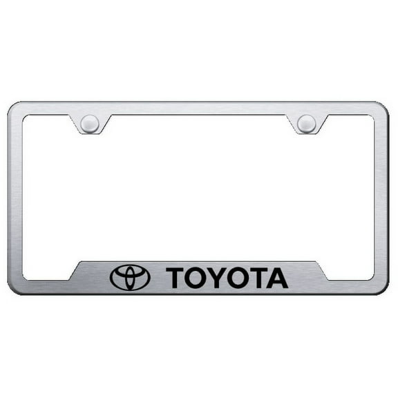Toyota Logo Brushed Stainless Notched License Plate Frame Official Licensed