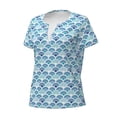 thumbnail image 2 of Goofa Blue Fish Scale Texture Pattern Womens Deep V Neck Low Cut Tops Casual Summer Short Sleeve Ribbed Knit T-Shirts-X-Large, 2 of 5