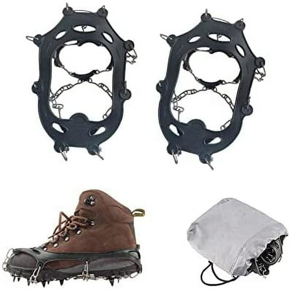 11 Spikes Crampons for Hiking Boots Ice Cleats Traction Anti Slip Kids Crampons Micro Hiking Camping Ice Fishing Child Shoes Snow Cleats