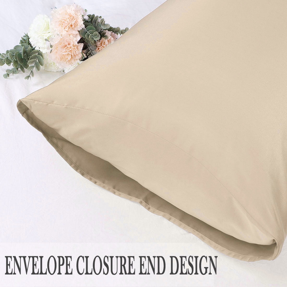 Unique Bargains 4 Pack Satin Pillowcases for Hair and Skin, Light Tan Queen