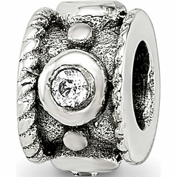 Sterling Silver Reflections Cz Rope Kids Bead (6.3 X 4.9) Made In India -Jewelry By Sweet Pea
