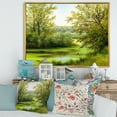 thumbnail image 2 of Designart 'Spring Trees With Green Pond' Country Framed Canvas Wall Art Print, 2 of 5