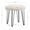 thumbnail image 4 of Powell Anya Round Handwoven Velvet Ottoman with Hairpin Legs, Cream, 4 of 8
