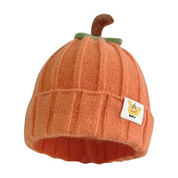 Rohuuque Halloween Fashionable And Cute Boys And Girls Knitted Solid Color Hat Free Size Orange