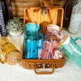 thumbnail image 4 of Colored Glass Cups with Handle Set of 4, 24oz Glass Tumblers with Lids and Straws, Travel Coffee Mugs, Bamboo Mason Jar Style Iced Cup, Perfect for Smoothies, Tea, Water Drinking Glasses, 4 of 10