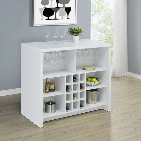 Irving White Engineered Wood Freestanding Home Bar